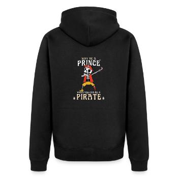Warum ein Prinz sein, wenn man ein Piratenjunge sein kann - Unisex Premium Bio Zip Hoodie - Schwarz - Hinten - Nico (187cm)