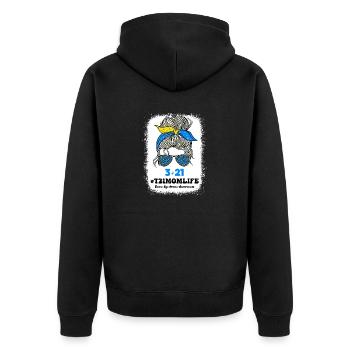 T21 Journée mondiale de la trisomie 21 321 Soutien à la sensibilisation - Veste à capuche bio Premium Unisexe - noir - Dos - Nico (187cm)