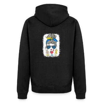 Paix Amour Syndrome De Down Sensibilisation T21 Rock Your - Veste à capuche bio Premium Unisexe - noir - Dos - Nico (187cm)