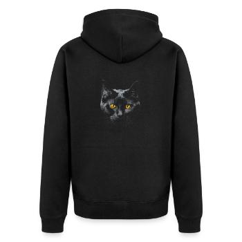 Chat Noir Yeux Jaunes T-Shirt Chats Tee Shirt - Veste à capuche bio Premium Unisexe - noir - Dos - Nico (187cm)