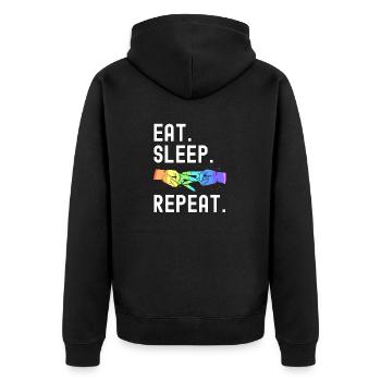 Eat Sleep Love Repeat Lesbian Pride Funny - Unisex Premium Organic Zip Hoodie - black - Back - Nico (187cm)