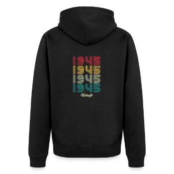 79 Jahre alter Jahrgang 1945 Limitierte Auflage 79. - Unisex Premium Bio Zip Hoodie - Schwarz - Hinten - Nico (187cm)