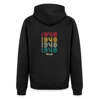 76 Jahre alter Jahrgang 1948 Limitierte Auflage 76. - Unisex Premium Bio Zip Hoodie - Schwarz - Hinten - Nico (187cm)