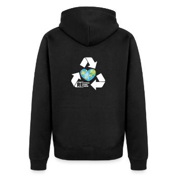 Recycler Logo Recycler Symbole Jour de la Terre - Love - Veste à capuche bio Premium Unisexe - noir - Dos - Nico (187cm)