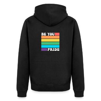Soyez LGBTQ Gay Lesbian Pride Ally Drapeau arc-en-ciel - Veste à capuche bio Premium Unisexe - noir - Dos - Nico (187cm)