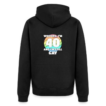 Funny Gay Pride - 40th Birthday 40 BDay Lesbian - Unisex Premium Organic Zip Hoodie - black - Back - Nico (187cm)