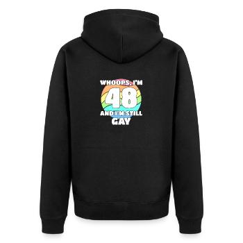 Lustige Gay Pride - 48. Geburtstag 48 BDay Lesben - Unisex Premium Bio Zip Hoodie - Schwarz - Hinten - Nico (187cm)