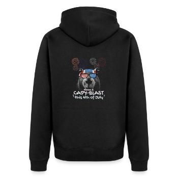 Capybara Proud Patriots - Have a Capy-Blast this - Unisex Premium Organic Zip Hoodie - black - Back - Nico (187cm)