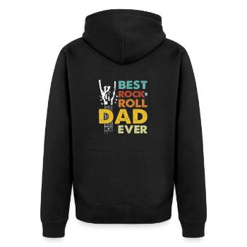 Meilleur papa de tous les temps avec guitare, musique rock et thème du crâne - Veste à capuche bio Premium Unisexe - noir - Dos - Nico (187cm)