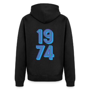 1974 Année de naissance | Couleurs changeantes - Veste à capuche bio Premium Unisexe - noir - Dos - Nico (187cm)