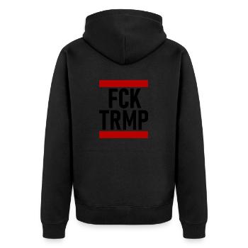 FCK TRMP - Unisex Premium Bio Zip Hoodie - Schwarz - Hinten - Nico (187cm)