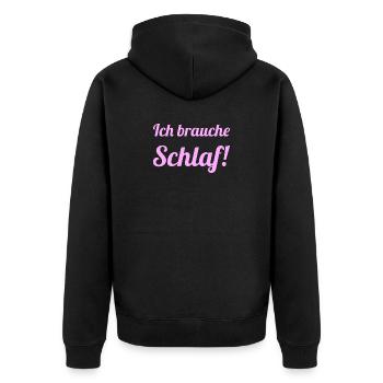 Schlaf Bett Schlafen Entspannung Entspannen Müde - Unisex Premium Bio Zip Hoodie - Schwarz - Hinten - Nico (187cm)