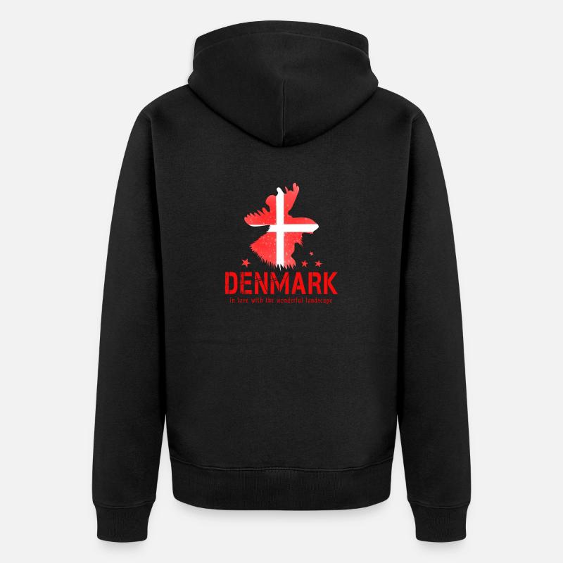 denmark 2024 red white - Unisex Premium Bio Zip Hoodie - Schwarz