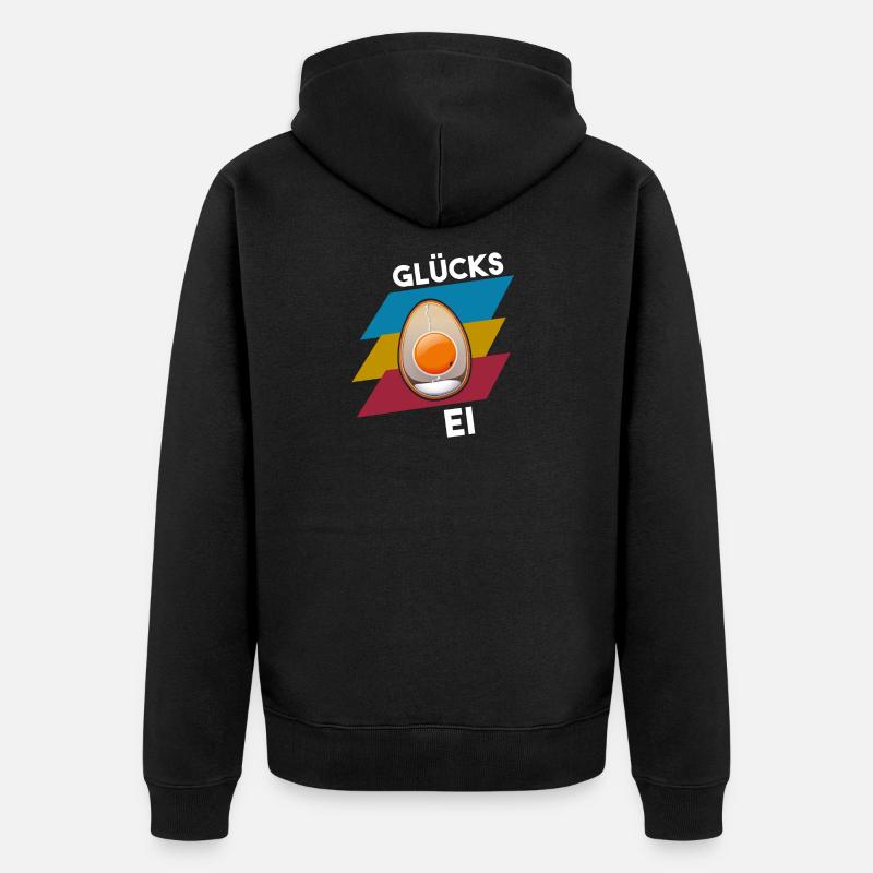 GLÜCKS EI - Unisex Premium Bio Zip Hoodie - Schwarz