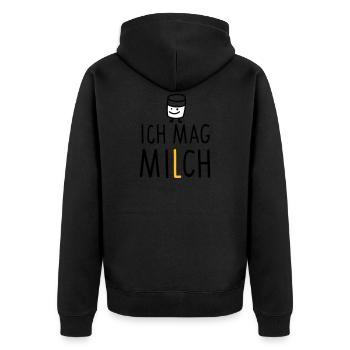 Ich mag Milch (b) - Unisex Premium Bio Zip Hoodie - Schwarz - Hinten - Nico (187cm)