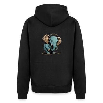 elephant headphones - Unisex Premium Bio Zip Hoodie - Schwarz - Hinten - Nico (187cm)