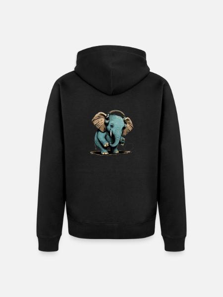 elephant headphones - Unisex Premium Bio Zip Hoodie - Schwarz
