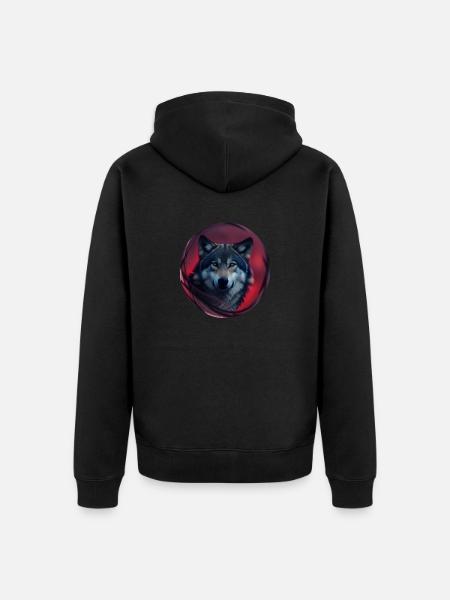 wolf - Unisex Premium Organic Zip Hoodie - black
