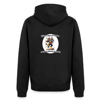 Katzen sind wie Chips – man kann nicht nur eine - Unisex Premium Bio Zip Hoodie - Schwarz - Hinten - Nico (187cm)