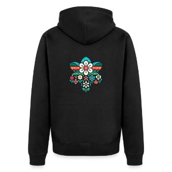 Blumenwiese - Unisex Premium Bio Zip Hoodie - Schwarz - Hinten - Nico (187cm)
