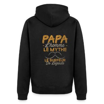 Papa Le Surfeur De Légende Cadeau Surf Humour - Veste à capuche bio Premium Unisexe - noir - Dos - Nico (187cm)