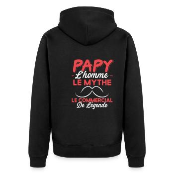 Papy Le Commercial De Légende Cadeau Humour - Veste à capuche bio Premium Unisexe - noir - Dos - Nico (187cm)