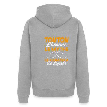 Tonton Le Karateka De Légende Cadeau Karaté Humour - Veste à capuche bio Premium Unisexe - gris chiné - Dos - Nico (187cm)