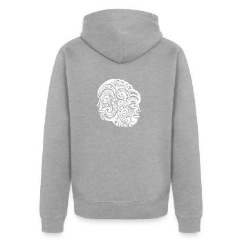 Ausdrucksstarke Neuseeland Tattoo Kunst der Maori - Unisex Premium Bio Zip Hoodie - Grau meliert - Hinten - Nico (187cm)