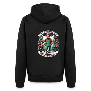 Papy Jardinier Planter Des Tomates Humour - Veste à capuche bio Premium Unisexe - noir - Dos - Nico (187cm)