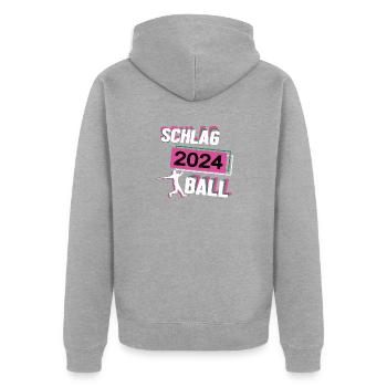 Schlagball 2024 Schlagballerin Schlagballspielerin - Unisex Premium Bio Zip Hoodie - Grau meliert - Hinten - Nico (187cm)