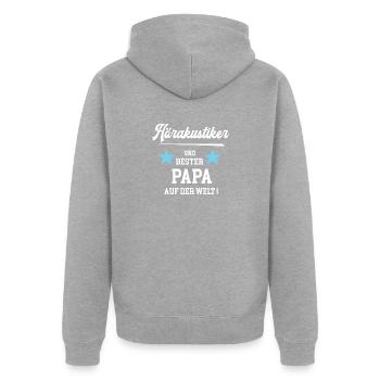 Hörakustiker Bester Papa Vatertag Geburtstag - Unisex Premium Bio Zip Hoodie - Grau meliert - Hinten - Nico (187cm)