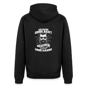 Mann Bart Löwe Vollbart - Unisex Premium Bio Zip Hoodie - Schwarz - Hinten - Nico (187cm)