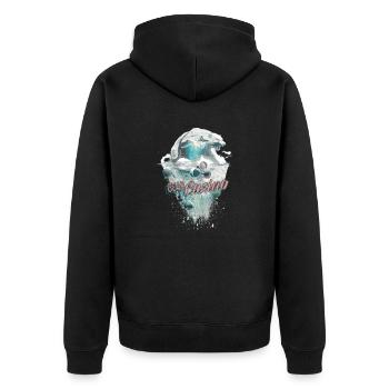bear casino poker skat - Unisex Premium Bio Zip Hoodie - Schwarz - Hinten - Nico (187cm)
