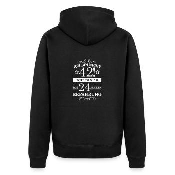 Geburtstag - 42 mit 24 Jahren Erfahrung - Unisex Premium Bio Zip Hoodie - Schwarz - Hinten - Nico (187cm)