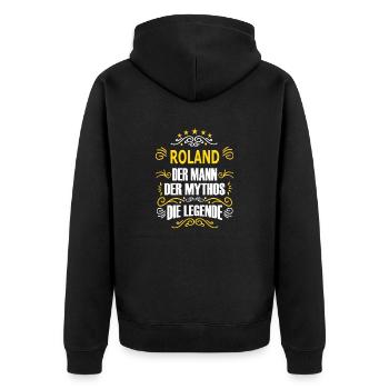ROLAND - Unisex Premium Bio Zip Hoodie - Schwarz - Hinten - Nico (187cm)