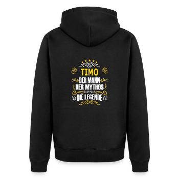 TIMO - Unisex Premium Bio Zip Hoodie - Schwarz - Hinten - Nico (187cm)