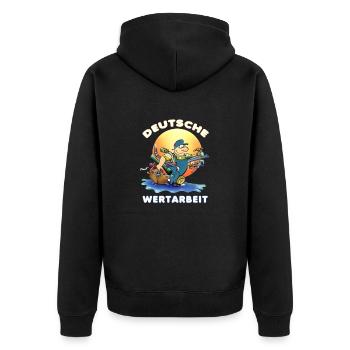 Handwerker - Unisex Premium Bio Zip Hoodie - Schwarz - Hinten - Nico (187cm)