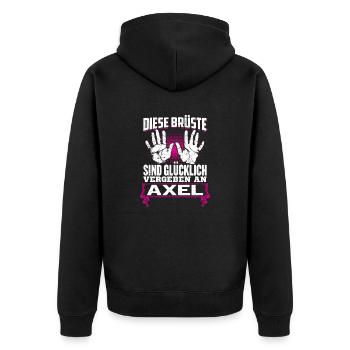 AXEL - Brüste Geschenk - Unisex Premium Bio Zip Hoodie - Schwarz - Hinten - Nico (187cm)