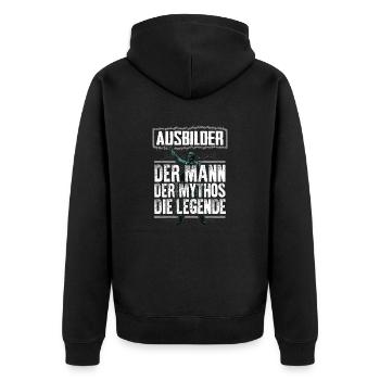 AUSBILDER - Mythos - Unisex Premium Bio Zip Hoodie - Schwarz - Hinten - Nico (187cm)