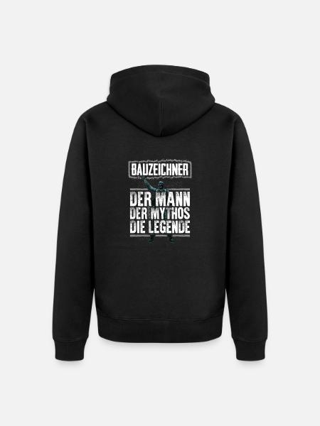 BAUZEICHNER - Mythos - Unisex Premium Bio Zip Hoodie - Schwarz