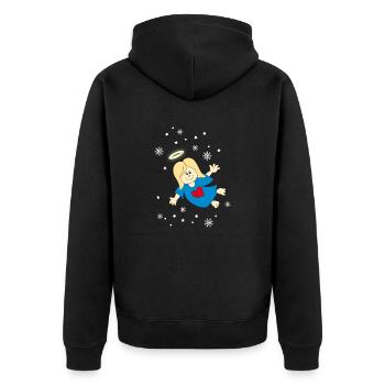 Weihnachtsengel mit Schneeflocken süßer engel - Unisex Premium Bio Zip Hoodie - Schwarz - Hinten - Nico (187cm)