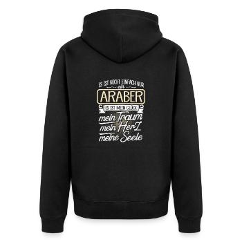 ARABER - Herz - Unisex Premium Bio Zip Hoodie - Schwarz - Hinten - Nico (187cm)