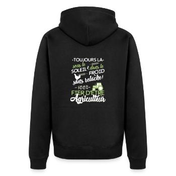 Fier d'être d'Agriculteur - Veste à capuche bio Premium Unisexe - noir - Dos - Nico (187cm)