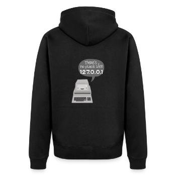 There's no Place like 127.0.0.1 - Unisex Premium Bio Zip Hoodie - Schwarz - Hinten - Nico (187cm)