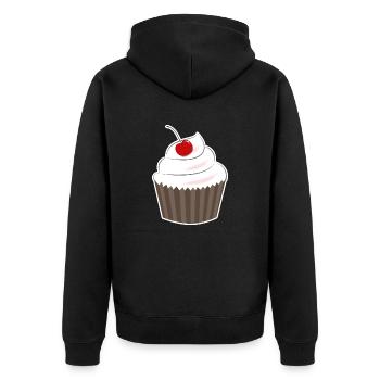 muffin - Unisex Premium Bio Zip Hoodie - Schwarz - Hinten - Nico (187cm)