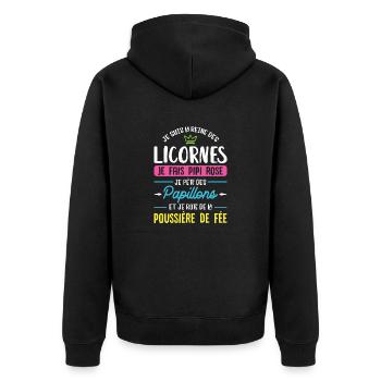 La reine des licornes - Veste à capuche bio Premium Unisexe - noir - Dos - Nico (187cm)