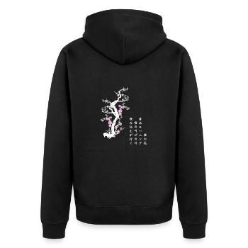 Sakura Haïku 桜の詩 (nature & white) - Unisex Premium Organic Zip Hoodie - black - Back - Nico (187cm)