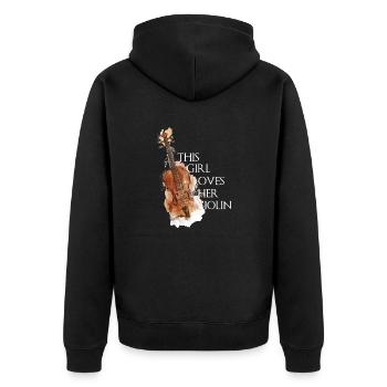This Girl Loves Her Violin - Unisex Premium Organic Zip Hoodie - black - Back - Nico (187cm)