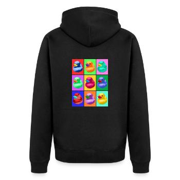 Pop Art Ente, Pop Art Duck - Veste à capuche bio Premium Unisexe - noir - Dos - Nico (187cm)