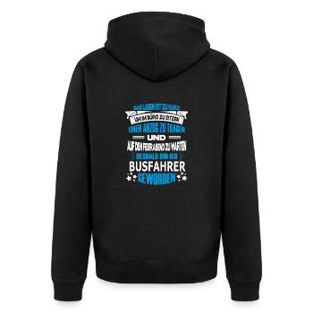 busfahrer - Unisex Premium Bio Zip Hoodie - Schwarz - Hinten - Nico (187cm)